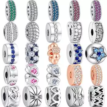 Лук Сердце и Сердце Соединены Цирконий DIY Бусины-Клипы Подходит Оригинальные Подвески Серебряный Браслет S925 Женские Ювелирные Изделия