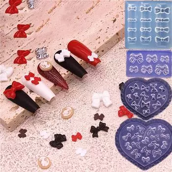 Bow Heart DIY Manicure Tools Nail Art Templates Stamping Plate Nail Mold Silicone Stencils AM-4