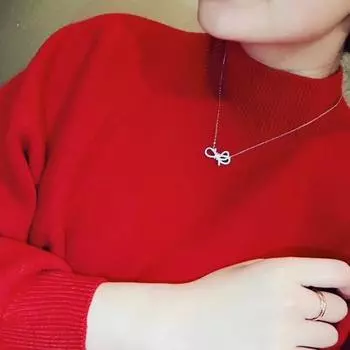 Bow Knot Necklace Alloy Plated 18K Gold Crystal Element Creative Necklace Women s Clavicle Chain