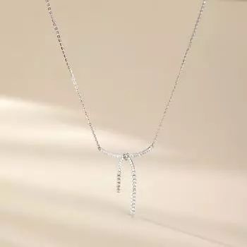 Ожерелье-бант для женщин, легкая роскошная подвеска Niche Design Sense из циркония, цепочка на шею в виде бабочки из нержавеющей стали