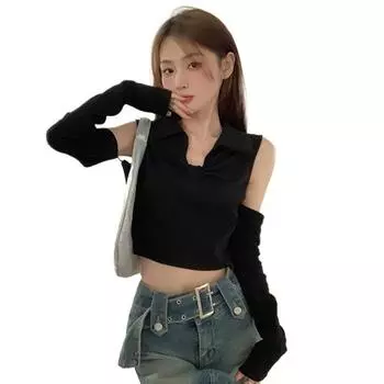 Bow Off Плечи Дизайн Женские длинные рукава Женская блузка L