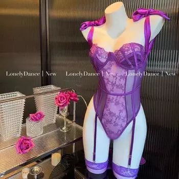Бандажный бодискульптирующий комбинезон с шелковыми бретелями, сексуальный пояс для чулок, пижама чистого желания, новый полый прозрачный One size