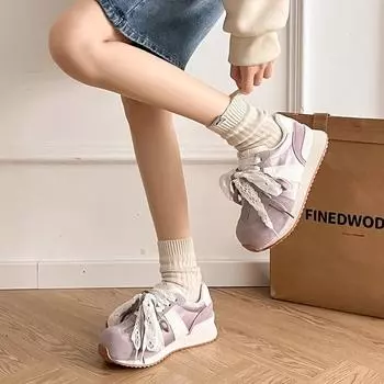 Bow platform shoes women s 2025 spring new versatile casual sports shoes women s soft-soled lightweight Forrest Gump shoes 35 жёлтый