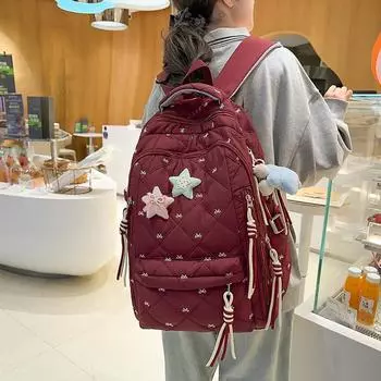 Школьный рюкзак с бантом, женский, большой емкости, легкий рюкзак белый