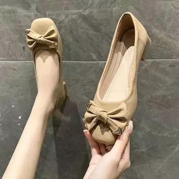 Bow shallow mouth single shoes women s spring and autumn 2025 soft-soled Doudou shoes gentle fairy wind super soft commuting lazy shoes 35