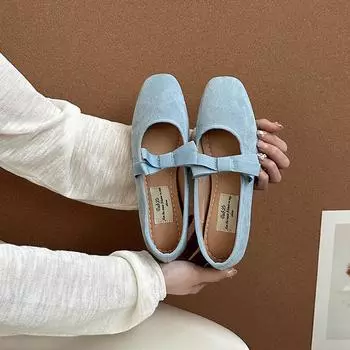 Bow shallow mouth women s shoes summer new simple temperament versatile ballet shoes 35