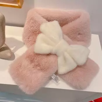 Bow Thick Plush Neck Women s Winter Ultra Warm Scarf