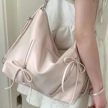 Bow Tie Backpack, Women s Fashionable Tote Bag, Casual Large-capacity Single-shoulder Bag, Backpack серебряный