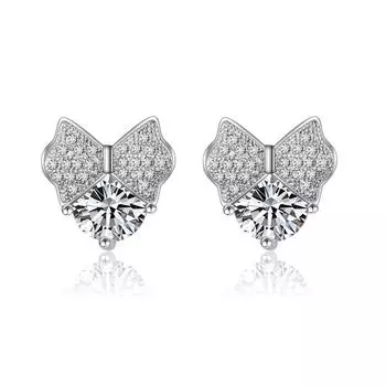 Bow Tie Fashion Zirconia Sparkling Classic Stud Earrings for Women Dazzling Female Elegant Accessories Timeless Jewelry