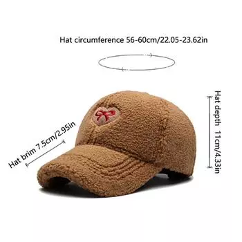 Бейсболка из овечьей шерсти с галстуком-бабочкой для женщин, теплая зимняя утолщенная кепка с защитой от холода, универсальная кепка для дальнобойщика коричневый