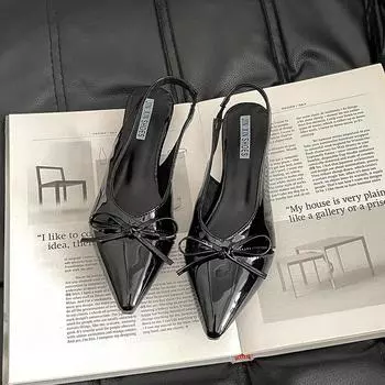 Bow women bag head Roman sandals summer fashion niche design sense commuter invisible pointed wedge heel women s shoes 35