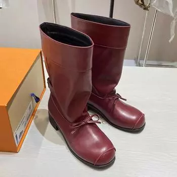 Bow Women Leather High Boots Heels Shoes Winter Designer New Walking Shoes Women 2024 Trend Snow Boots Dress Elegant Mujer Botas 35