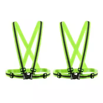 Bowarepro Safety Fluorescent Reflective Reflective Set of High High Traffic Emergency Night Work For Construction Fluorescent Green Vest, Belt, Slim,