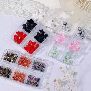 Bowknot 6 Grids Mixed Manicure Diy Nail Art Manicure Nail Charm Manicure Accessories style 5