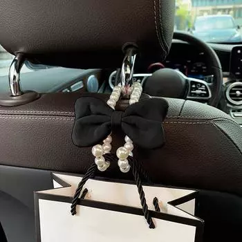 Bowknot Bow Car Hook Elegant Alloy Pearl Car Organizer Clip Car Seat Back Hanger Durable Adorable Bow Knot Car Hook Car Styling розовый