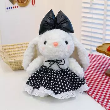 Bowknot Bunny Plush Dolls Childrens Cartoon Animals Holiday Gifts Pp Cotton Black,40cm