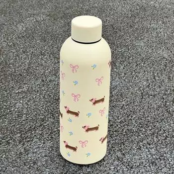 Bowknot Dachshund Insulated Cup 500ml Water Bottle Cute Travel Insulated Flask Home Use