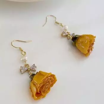 Bowknot Earrings Studs Crystal Pearl Earrings Retro Rose Flower Earrings Gift Style 1