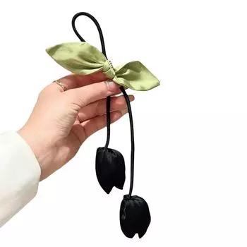Bowknot Flower Hair Ring Tassels Elastic Hair Band Sweet Tulip Hair Rope Girl