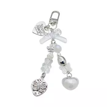 Bowknot Heart Pendant Cellphone Straps Phone Charm Bear Beaded Phone Lanyard Handmade Keychains Jewelry for Wallet Bag