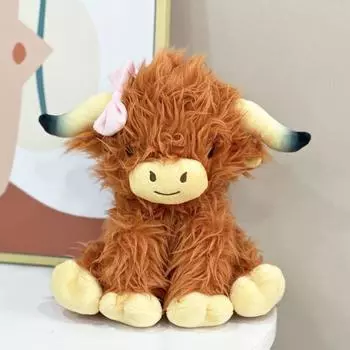 Bowknot Highland Cows Мягкая игрушка Мягкие игрушки для скота Мягкие милые пушистые куклы для скота Праздник
