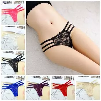 Bowknot Mesh Transparent Panties Briefs Lace Flower Thong Comfortable Women m