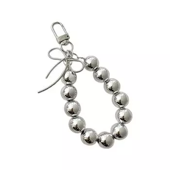 Bowknot Pearl Hoop Charm Keychains Sweet Cute Pendant Hanging Ornament Keyring Backpack Decoration for Women Girls серебряный