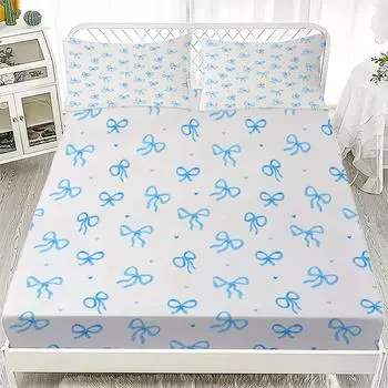 Bowknot Personalized Fitted Sheet Set Bowknot Personalized Bedding Set Comfortable Skin Friendly Cute Style 180x220cm 90x200cmx25
