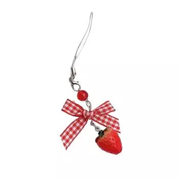 Bowknot Phone Charm Tomato Bag Pendant Stylish Accessory Strawberry Phone Lanyard for Phone Keychain Bag Decoration A