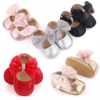 Bowknot Soft-soled Toddler Shoes 12cm серебряный
