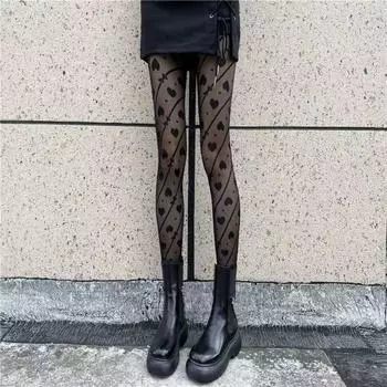 Bowknot Stripe Dot Stockings Transparent Mesh Pantyhose Fashion Heart Long Tights Summer белый