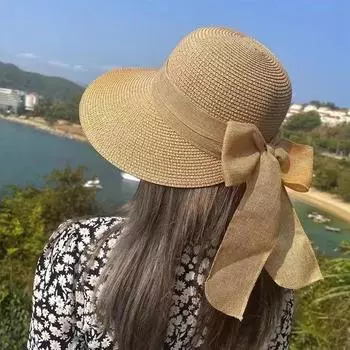 Bowknot Sun Hat Summer Breathable Wide Brim Cap Uv Protection Casual Straw Hat For Women Girls Beach Fisherman Hat Gifts