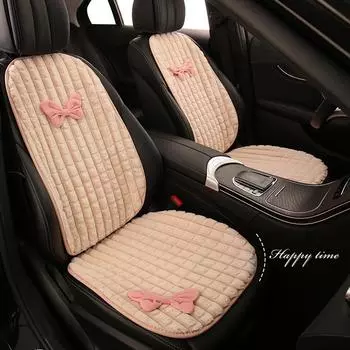 Чехол на сидение автомобиля с бантом для женщин, зимний плюшевый теплый чехол для девочки, симпатичная подушка для автомобиля, подголовник с бантом, розовые аксессуары для интерьера