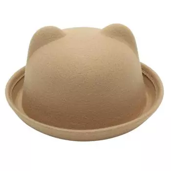 Bowler Jk Top Hat Varsity Kids Jazz Hat Bear Felt Hat Cute Sun Hat Parent-Rebenok Adult average size head circumference 57cm