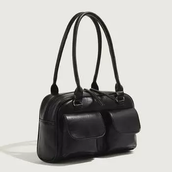 Bowling Bag Women s Korean Style Underarm Bag Retro Simple Commuter Boston Bag