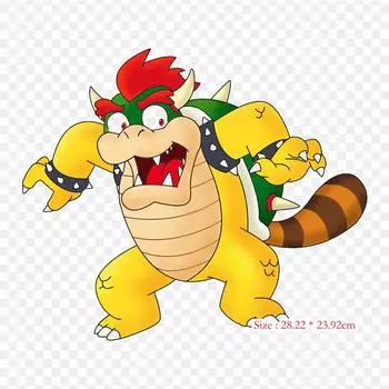 Bowser 3D Land Iron on Heat Transfer Печать виниловые нашивки наклейки для одежды DIY аппликации моющиеся нашивки