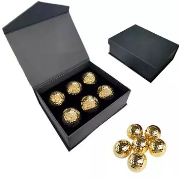 Box 6 Golf Balls GOLD Gold Plated Interesting Interesting Golf Ball Gift Set of 6 [Gift Included] Box,