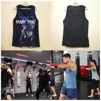 Бокс Кикбоксинг Муайтай Майка Сетчатая футболка с рыбной сеткой без рукавов с принтом унисекс Мужчины Женщины Фитнес Силовые тренировки Беговые тренировки M