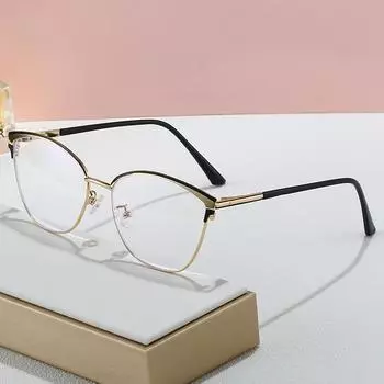 Box Literary Metal Frame Resin Anti-Blue Glasses With Metal Full Frame Xiaohongshu Tr Retro Frame Anti-blue light