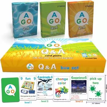 Бокс-сет AGO Q&A, 3 уровня, английская карточная игра, 2-е издание 9780994124104 разноцветный