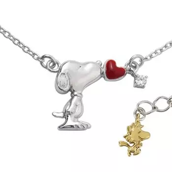 BOX Snoopy Heart Цирконий Вудсток Серебряное ожерелье 925 пробы Официальные товары [SNOOPY] [Ограниченное количество включено] Для женщин серебряный