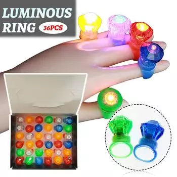 Boxed Luminous Small Diamond Ring Light Package Flashing Children s Toy 36Pc