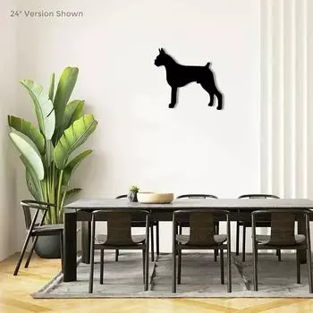Металлический настенный знак с изображением собаки породы боксер – стильный настенный декор в виде силуэта собаки, внутреннее и наружное художественное оформление и настенное искусство чёрный