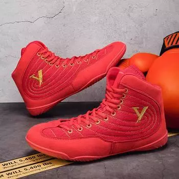 Боксерская обувь для мужчин Обувь Sanda с низким вырезом Боевая тренировочная обувь Борцовская обувь Длинные ботинки Боксерская обувь для женщин 42 белый