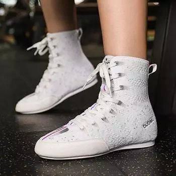 Боксерские кроссовки для мальчиков и девочек Дышащие и удобные детские боксерские кроссовки Защитные боксерские кроссовки с высоким верхом, разработанные для детей 37 чёрный