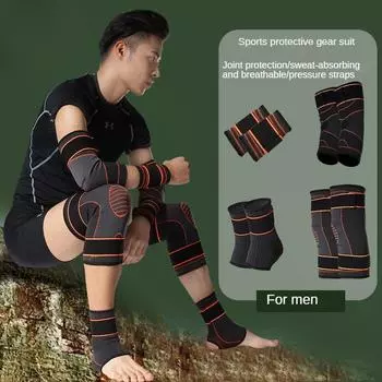 Боксерские наколенники, накладки на запястья, налокотники и костюм для сандалий для мужских ног, фитнеса, коленей, локтей, коленных суставов, запястий, жима лежа, чтобы согреться для мужчин S