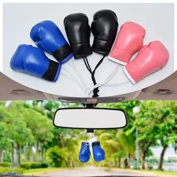 Боксерские перчатки, автомобильное подвесное зеркало, украшение для интерьера автомобиля, DIY украшения, кожаный кулон красный