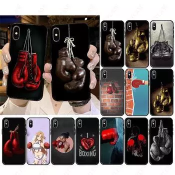 Боксерские перчатки черный чехол для телефона iPhone XR 14PLUS 11 12 13Pro Max 5S 6Splus 7 8Plus SE 12mini x xs max чехол Coque Iphone 5 5S