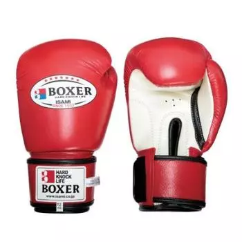 Боксерские перчатки ISAMI BOXER из натуральной кожи 8 унций (ТВХ-108) (красный) красный