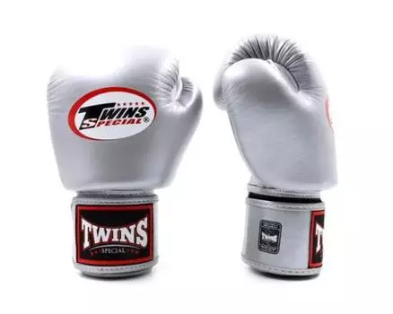 Боксерские перчатки Twins из натуральной кожи (Серебро, 10 унций) [Элемент]